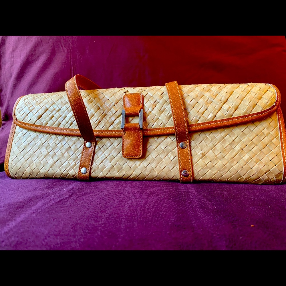 Basketweave baguette-style purse